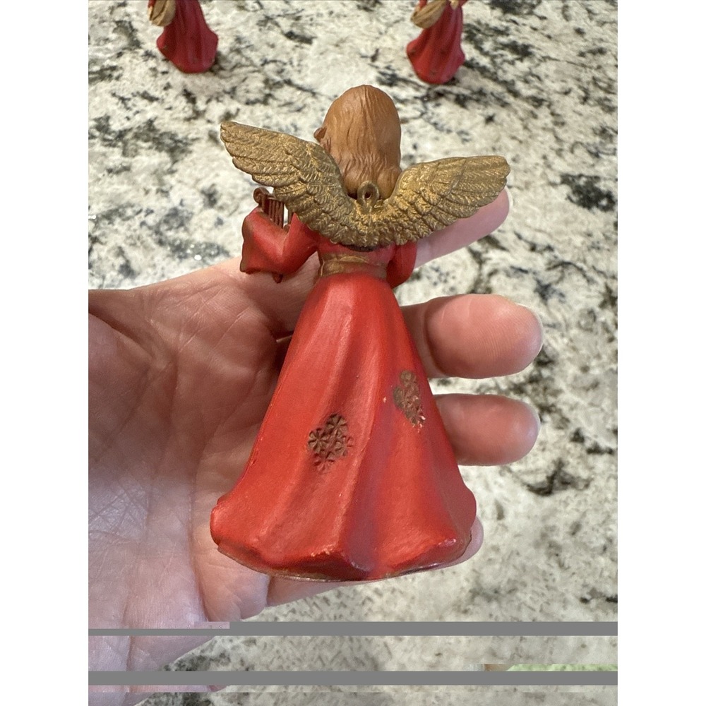 Set of 3 Vintage Celluloid Angels Instruments Red Hong Kong - Picture 10 of 16